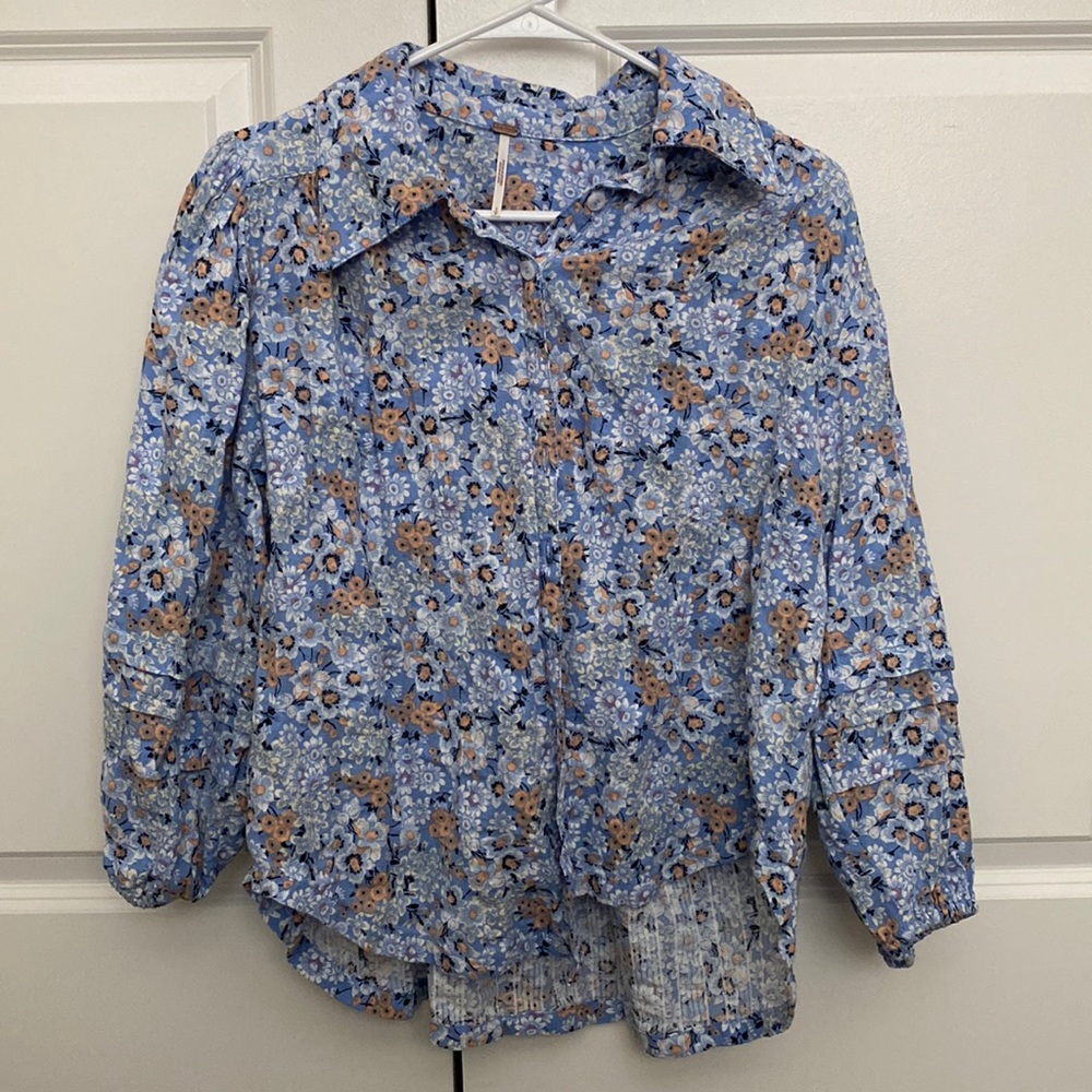 Free People Happy Days Cotton Printed Blouse - Picture 2 of 7